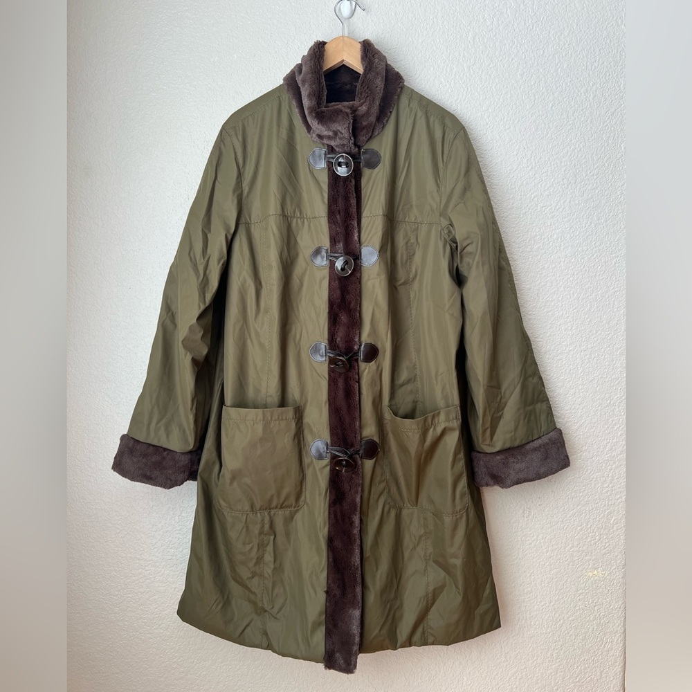NWT Dennis by Dennis Basso Faux Fur Lined Trench Coat, 1X